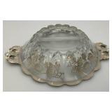 Vintage Crystal And Glass Items Including Fostoria Silver Plate Overlay Divided Snack Dish And More