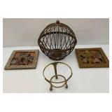 Ornate Iron Globe Plant Hanger Basket, Needs To Be Welded And More