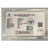 OM Gems Testing Lab Natural Aquamarine 171.10 Cts. Chusion Shaped Light Blue Aquamarine (With Card)