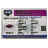 AGI Labs Natural Red Beryl 3.90 Ct. Marquise Cut (With Card)