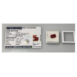 AGSL Labs Natural Sapphire 5.80 CT. Red Orange Excellent Emerald Cut (With Card)