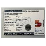 AGSL Labs Natural Sapphire 5.80 CT. Red Orange Excellent Emerald Cut (With Card)