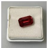 AGSL Labs Natural Sapphire 5.80 CT. Red Orange Excellent Emerald Cut (With Card)