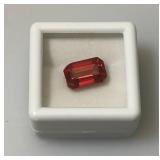 AGSL Labs Natural Sapphire 5.80 CT. Red Orange Excellent Emerald Cut (With Card)
