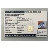 AGSL Labs Natural Sapphire 5.60 CT. Blue Excellent Chusion Cut (With Card)
