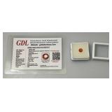 GDL Labs Natural Padparadscha Sapphire Gemstone Round 1.35 Ct. (With Card)