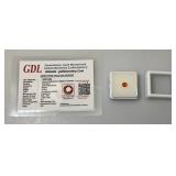 GDL Labs Natural Padparadscha Sapphire Gemstone Round .75 Ct. (With Card)