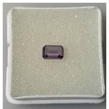 GDL Labs Natural Amethyst Gemstone Emerald Cut  1.00 Ct. (With Card)