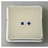 GDL Labs Natural Blue Sapphire Gemstone Princess Cut  .10 Ct. =/- For Two Pieces (With Card)