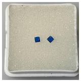 GDL Labs Natural Blue Sapphire Gemstone Princess Cut  .10 Ct. =/- For Two Pieces (With Card)