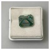7.85 Ct. Lab Created VVS1 VividBlue Emerald Cut Massonite Gemstone (In Protective Case)