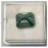 7.85 Ct. Lab Created VVS1 VividBlue Emerald Cut Massonite Gemstone (In Protective Case)