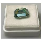 7.85 Ct. Lab Created VVS1 VividBlue Emerald Cut Massonite Gemstone (In Protective Case)