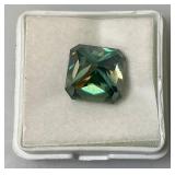 7.50 Ct. Lab Created VVS1 Vivid Blue Radiant Cut Massonite Gemstone (In Protective Case)