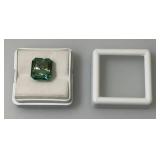 6.55 Ct. Lab Created VVS1 Vivid Blue Radiant Cut Massonite Gemstone (In Protective Case)