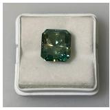 6.55 Ct. Lab Created VVS1 Vivid Blue Radiant Cut Massonite Gemstone (In Protective Case)