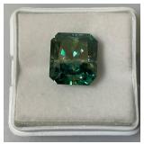 6.55 Ct. Lab Created VVS1 Vivid Blue Radiant Cut Massonite Gemstone (In Protective Case)