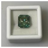 6.55 Ct. Lab Created VVS1 Vivid Blue Radiant Cut Massonite Gemstone (In Protective Case)
