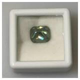 4.01 Ct. Lab Created VVS1 Vivid Blue Chusion Cut Massonite Gemstone (In Protective Case)