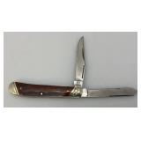 Vintage Rough Ryder Double Bladed Pocket Knife With Red Bone handle