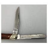 Vintage Rough Ryder Double Bladed Pocket Knife With Red Bone handle