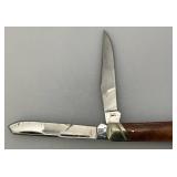 Vintage Rough Ryder Double Bladed Pocket Knife With Red Bone handle