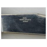 Vintage Rough Ryder Double Bladed Pocket Knife With Red Bone handle