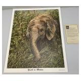 Unframed GAIL ADAMS "Youth In Motion" Elephant Print With COA 23" x 29"