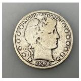 1899 Silver Barber Half Dollar In Lighted Case