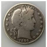 1899 Silver Barber Half Dollar In Lighted Case