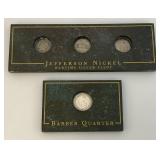 Misc. Silver Coins Including Barber Dimes And Jefferson Nickels Both In Protective Holder