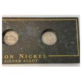 Misc. Silver Coins Including Barber Dimes And Jefferson Nickels Both In Protective Holder