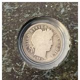 Misc. Silver Coins Including Barber Quarter And Jefferson Nickels Both In Protective Holder