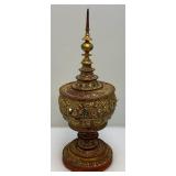 EST. $175.00 - $600.00 Burmese Guilded Offering Vessel From Berma (Repaired) 22"