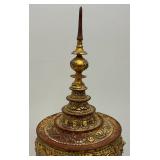EST. $175.00 - $600.00 Burmese Guilded Offering Vessel From Berma (Repaired) 22"