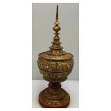 EST. $175.00 - $600.00 Burmese Guilded Offering Vessel From Berma (Repaired) 22"