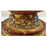 EST. $175.00 - $600.00 Burmese Guilded Offering Vessel From Berma (Repaired) 22"