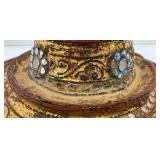 EST. $175.00 - $600.00 Burmese Guilded Offering Vessel From Berma (Repaired) 22"