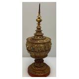 EST. $175.00 - $600.00 Burmese Guilded Offering Vessel From Berma (Repaired) 22"