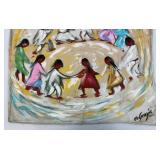 RARE Vintage Ted De Grazia "Los Ninos" Silk Scarf By Echo 26 1/2" x 26 1/2"