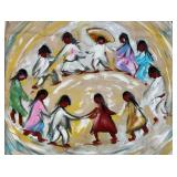 RARE Vintage Ted De Grazia "Los Ninos" Silk Scarf By Echo 26 1/2" x 26 1/2"