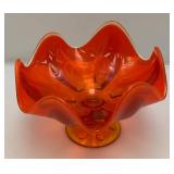Mid Century Amberina Dish By Viking Glass