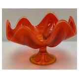 Mid Century Amberina Dish By Viking Glass