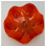 Mid Century Amberina Dish By Viking Glass