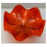 Mid Century Amberina Dish By Viking Glass