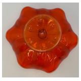 Mid Century Amberina Dish By Viking Glass