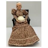 Vintage Hand Crafted Wax Grandma And Grandpa Figurines 14"