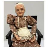 Vintage Hand Crafted Wax Grandma And Grandpa Figurines 14"
