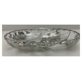 Vintage Silver Overlay Fostoria Century 3 Part Divided Relish Dish & Gravy Boat With Spoon
