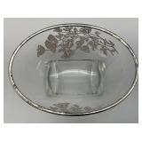 Vintage Silver Overlay Fostoria Century 3 Part Divided Relish Dish & Gravy Boat With Spoon